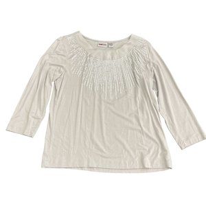 Chico's Women's Gray Sequin LS Top Blouse, Size 1 (US S)